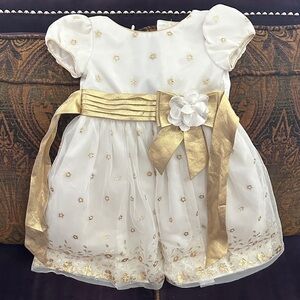 Easter White and Gold Formal or Semi-Formal Girls Dress